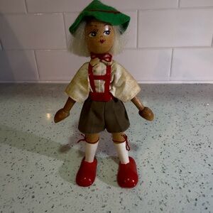 Vintage Polish wooden peg doll “Dutch Boy”